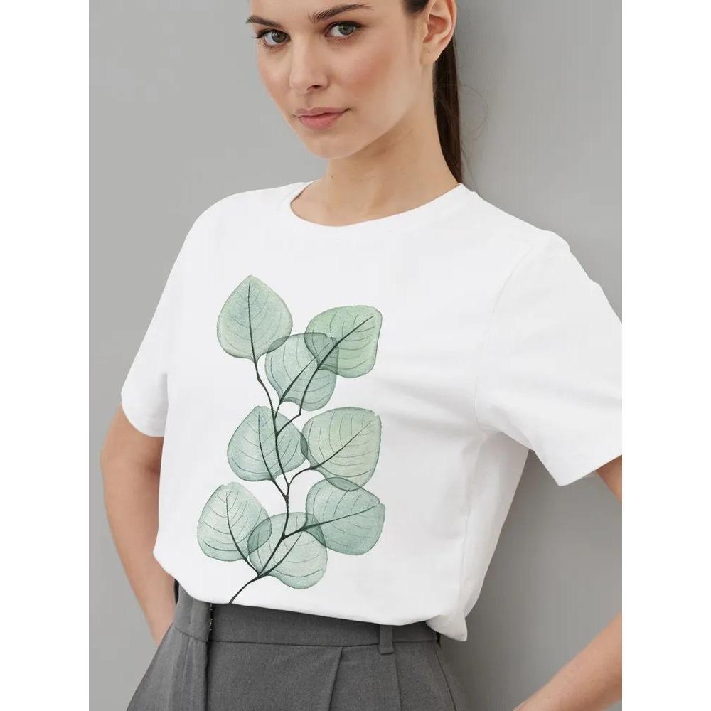 

Women s Fresh and Artistic Floral Print T-Shirt, Comfortable and Versatile XL