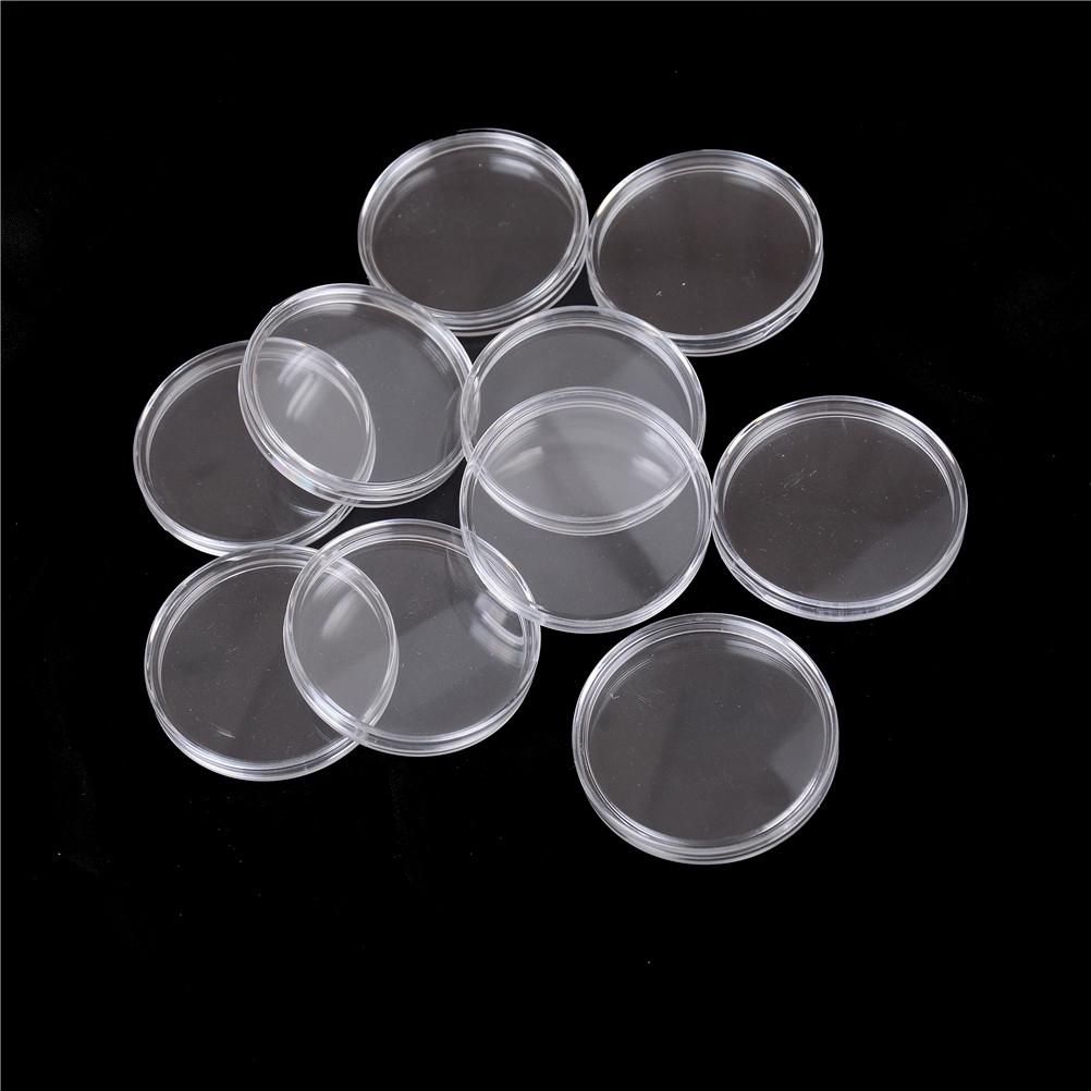 10Pcs/Lot Boxed Coin Capsules Coin Case Transparent Color 18/27/30/32/35/40mm MagiDeal
