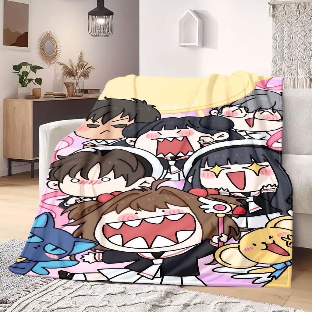 Cardcaptor Sakura Print Flannel Blanket, Cartoon Theme for Home Decor, All-season Bedding for Chairs, Travel Companion_LIAN
