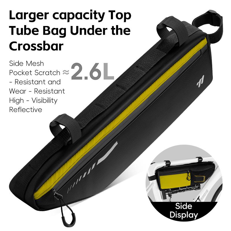 WEST BIKING Borsa da Bicicletta 2,6L Grande Capacità Borse per Attrezzi da Ciclismo Portatile Impermeabile Borsa Sotto il Tubo Superiore per Bici MTB Borsa da Custodia per Ciclismo