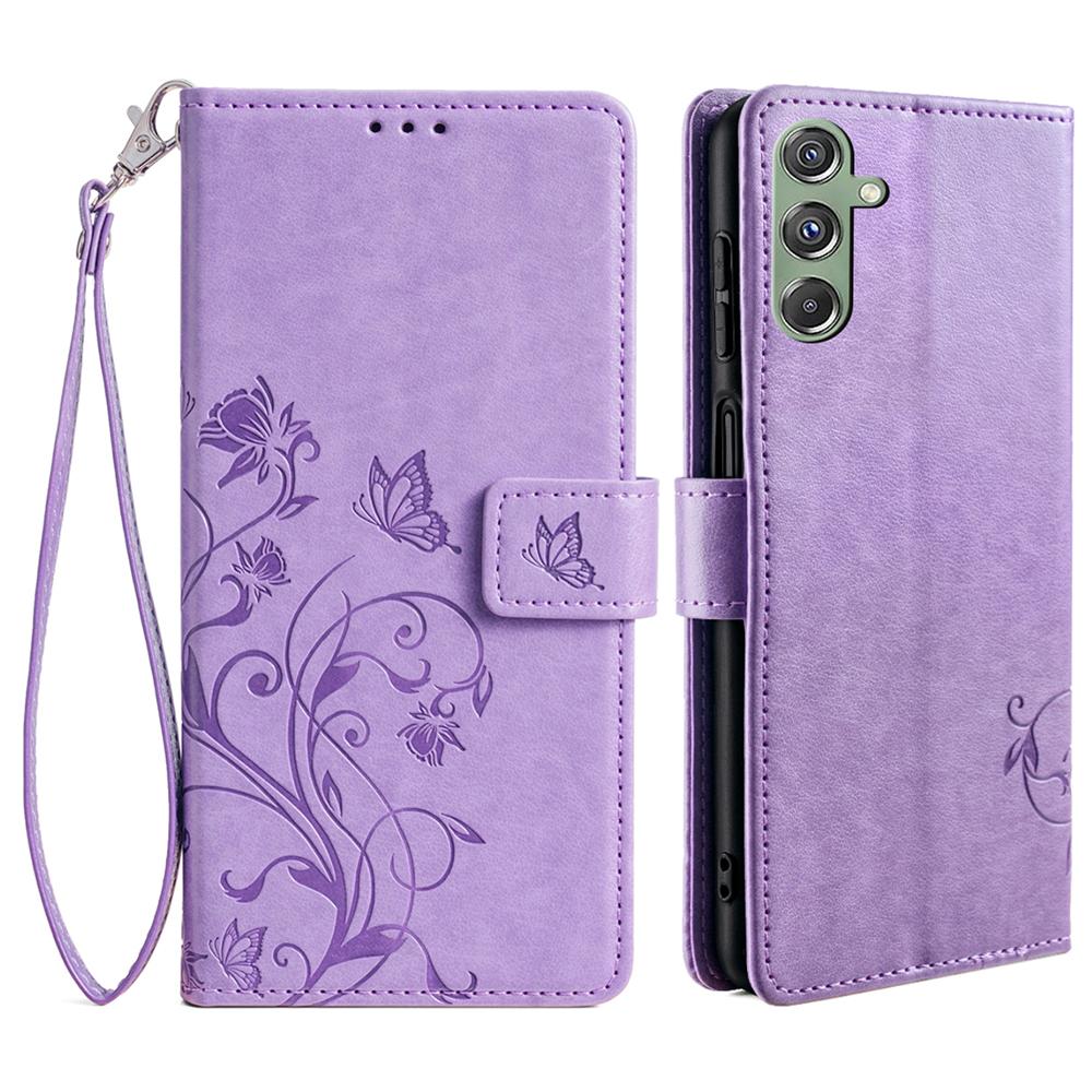 For Samsung Galaxy M34 5G/F34 5G Case PU Leather Card Slots Holder Pocket Butterfly Flower Phone Cover