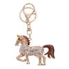 Keychain Pendant Chinese Style Rhinestones Inlaid 3D Chinese Zodiac Horse Design Key Chain Metal Charm Bags Keyring