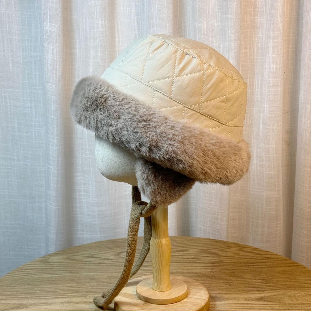 Big Face Ear Protection Fisherman Hat Women's Autumn and Winter Face Small Plus Velvet Thickened Warm Plush Basin Hat Cycling Windproof Hat