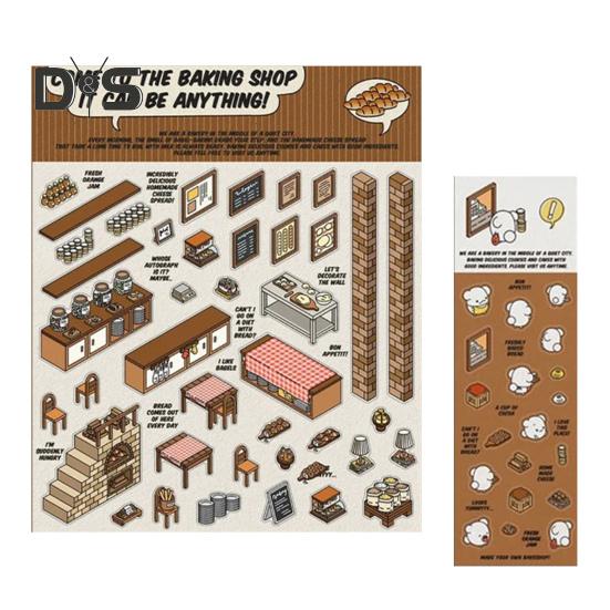 

DIY 3D наклейки для дома для детей и взрослых, наклейки с изображением мультфильмов, еда, супермаркет, выпечка, семейные сцены, наклейки для снятия стресса A