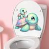 Süße Mutter und Baby Meeresschildkröte Toilettendeckel Aufkleber Wasserdicht Abnehmbar Badezimmer Haus Dekoration