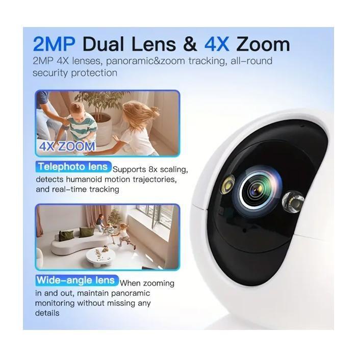 2.5K Caméra Surveillance WiFi Intérieure, Appel à Une Touche, Connectée Smartphone Détéction de Personne/Animal