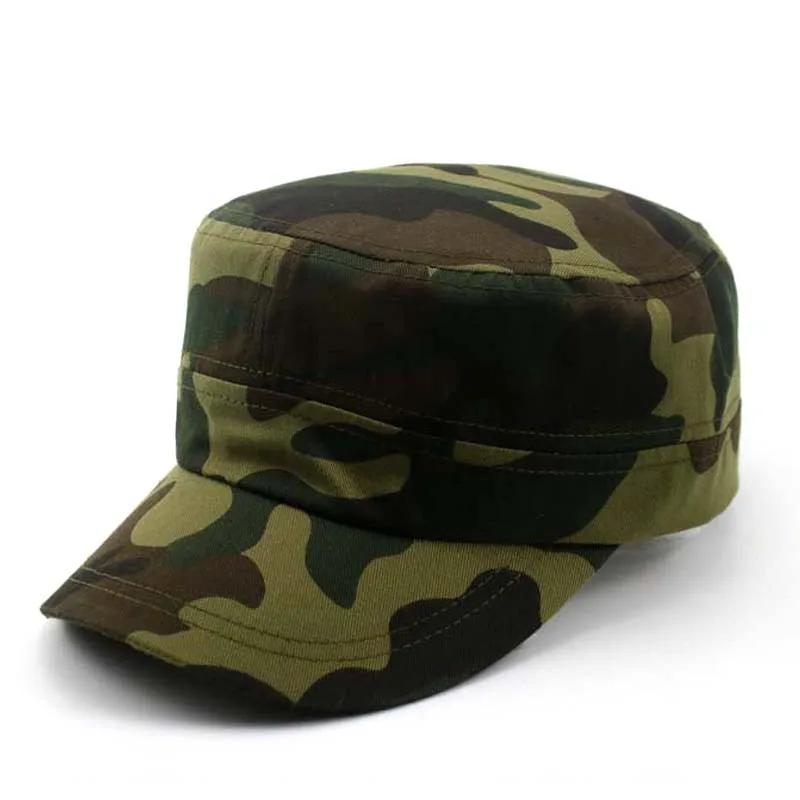 Neue verstellbare flache Oberseite Camouflage Hut Outdoor Sports Sonnenschutz Hut Sonnenschutz Baseball Cap Wanderkappe Militärische Trainingskappe