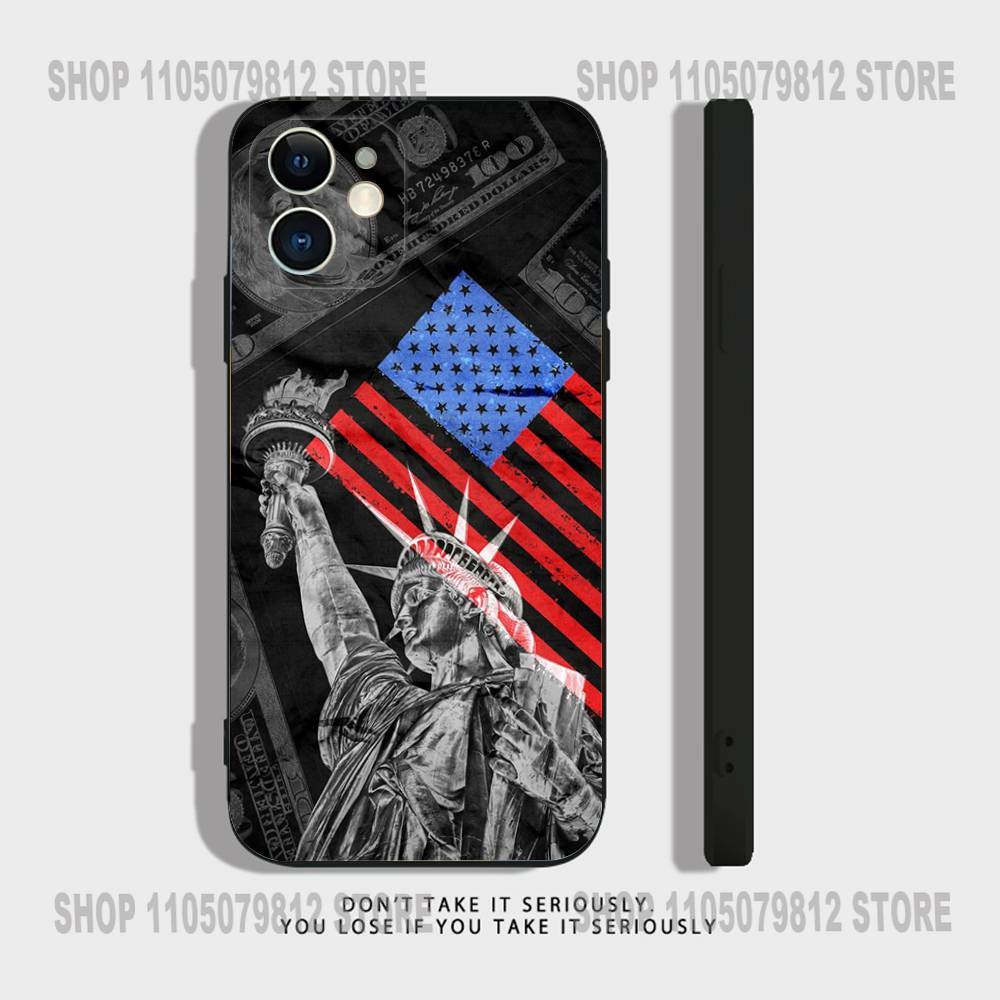 America USA Flag Cool Phone Case For iPhone 17 16,15,14,13,12,11,Pro,XS,Max,XR,Plus,Mini Soft Silicone Black Shockproof