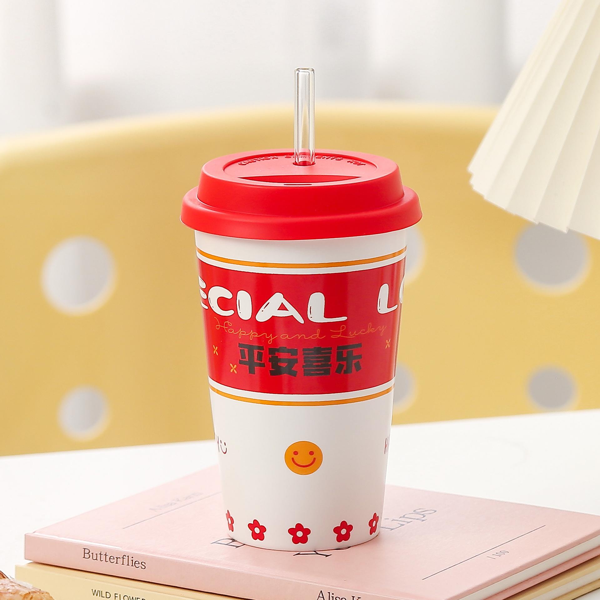 

Креативная переносная чашка в китайском стиле с соломенной кружкой, сувенирная домашняя керамическая чашка, сопутствующая кофейной чашке большой емкости 401-500ml