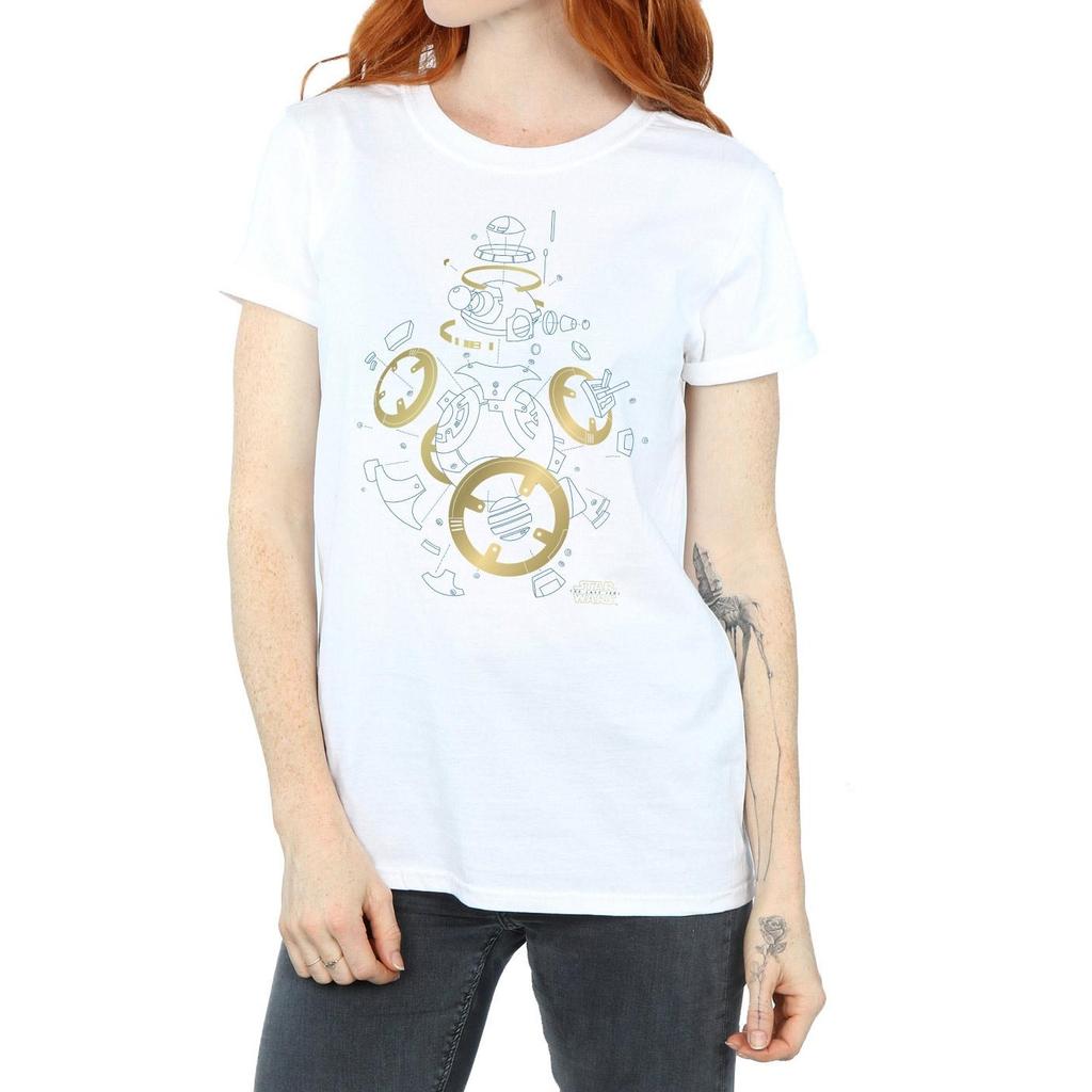Star Wars Womens/Ladies The Last Jedi BB-8 Deconstructed Cotton Boyfriend T-Shirt