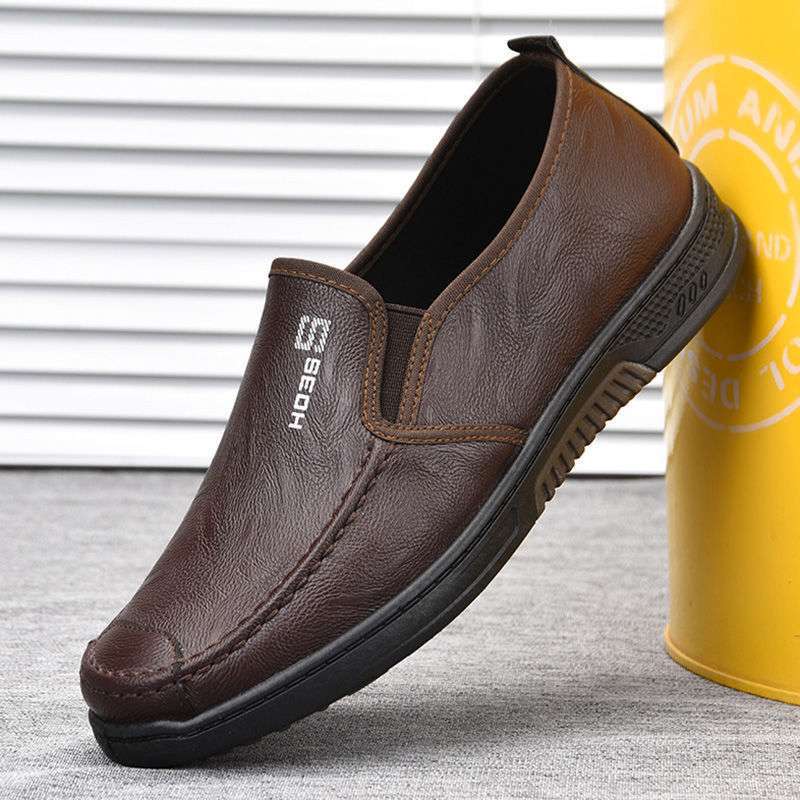 Spring and summer men's casual leather shoes waterproof and oil-proof chef shoes soft-soled non-slip work shoes hotel work leather shoes men