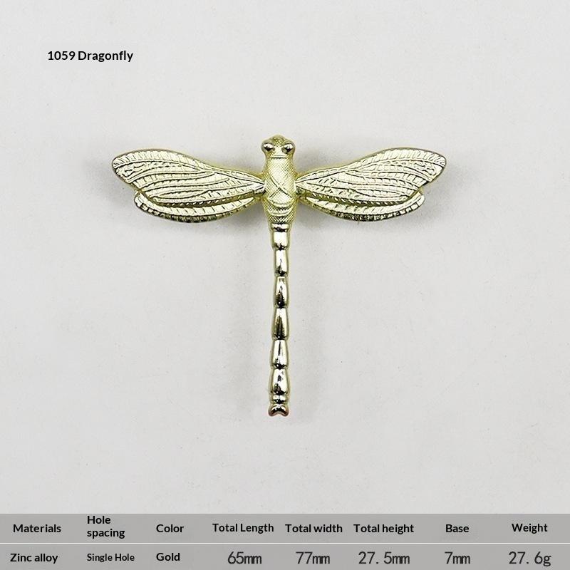 1Pcs Retro Dragonfly Shape Cabinet Drawer Knobs Vintage Metal Furniture Handles For Wardrobe Closet Drawer Hardware Decor
