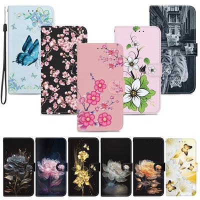 For Nokia XR21 G42 C12 C22 C32 G22 X30 G60 C21 G300 C20 C10 Wallet Case PU Leather Floral Flip Cover with Card Holder Kickstand Protective Purse Case