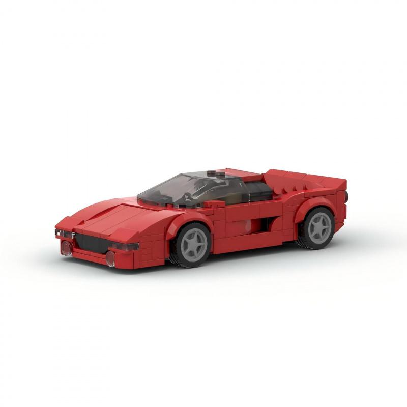 MOC Building Blocks Red Racing Car Model 8-Grid Vehicle DIY Assembly Bricks Educational Toy For Boys