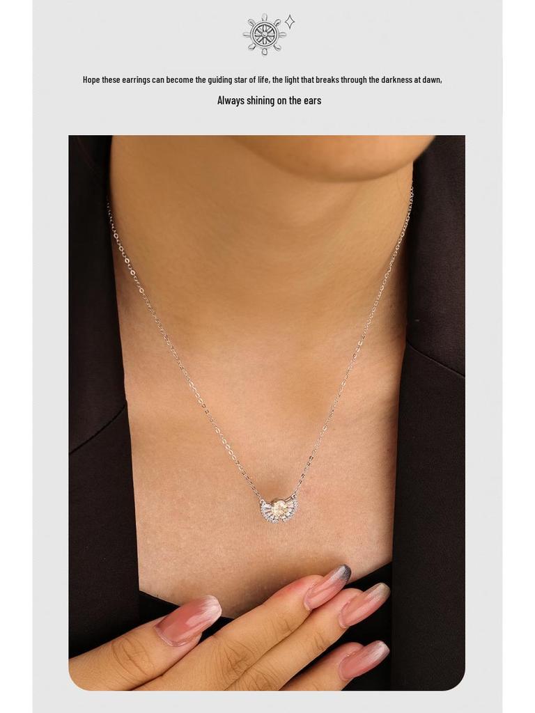 Korean Style Light Luxury Zircon Clavicle Necklace for Women