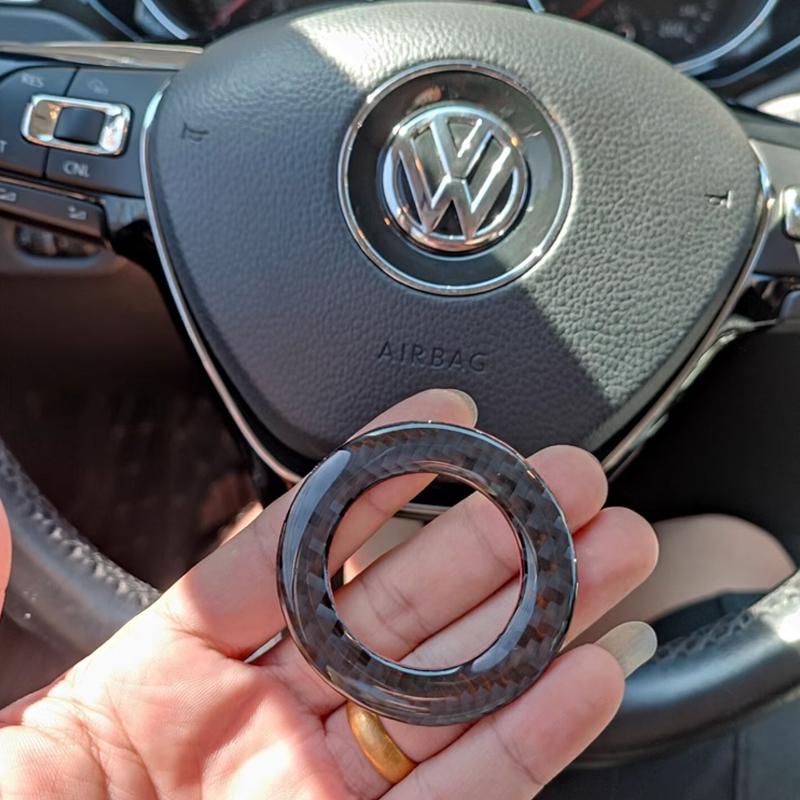 FD06-Valve Stems Caps New Carbon Fiber Car Steering Wheel Sticker Decorative Stickers For VW Volkswagen Golf 6 7 Polo CC Tiguan Passa