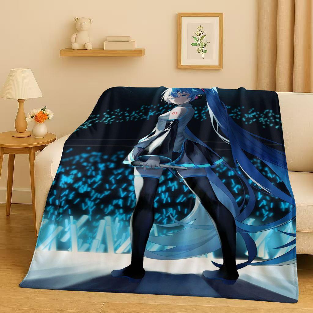 Manta de Franela Kawaii 3D de M MIKU, Dibujo Animado Musical para Niña, Manta de Felpa Ultra Suave y Cálida para Hogar, Dormitorio, Cama, Sofá, Regalo para Niños