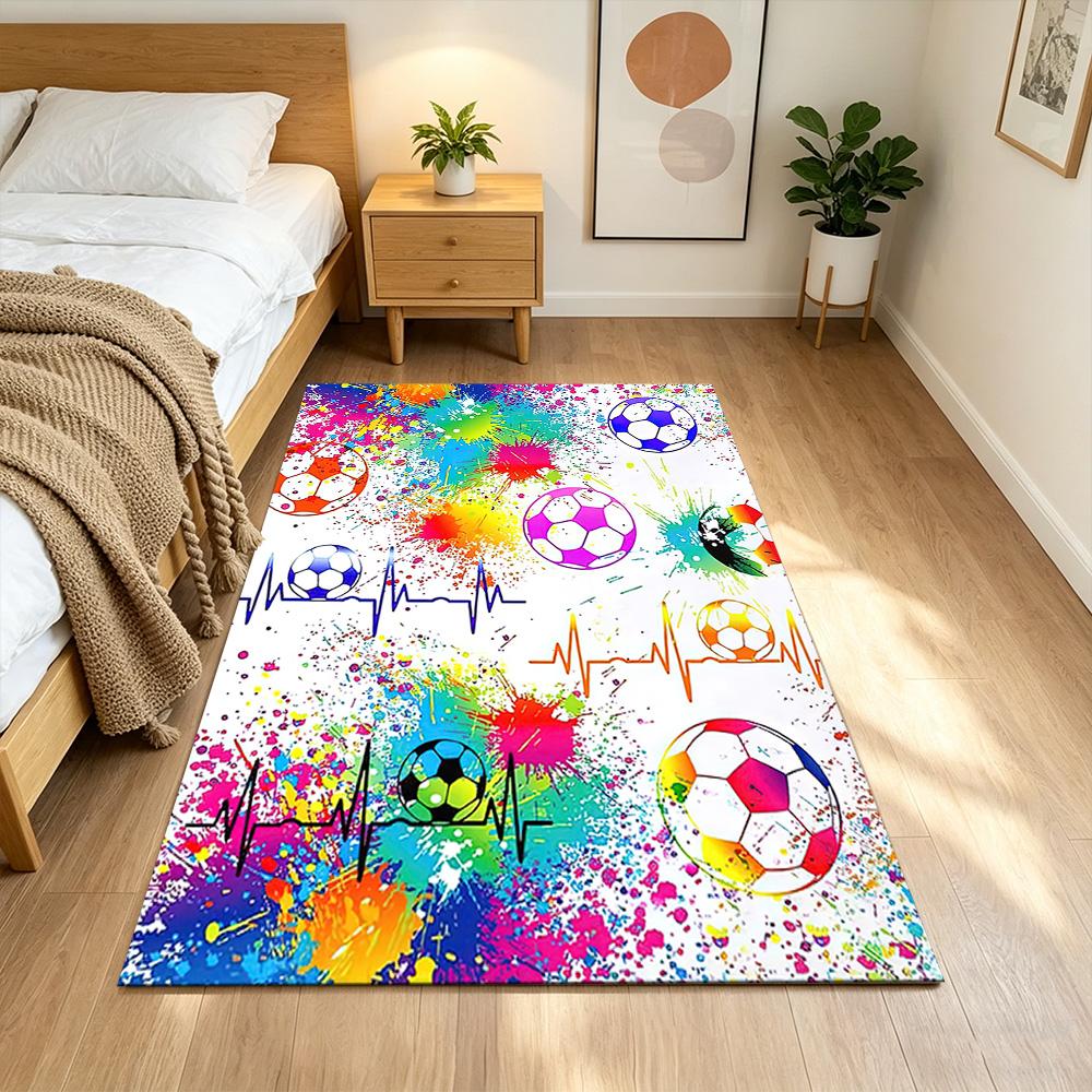 Soccer Pulse Art Splash Non-Slip Home Carpet Design for Office Decor Living Room Bedroom Gift
