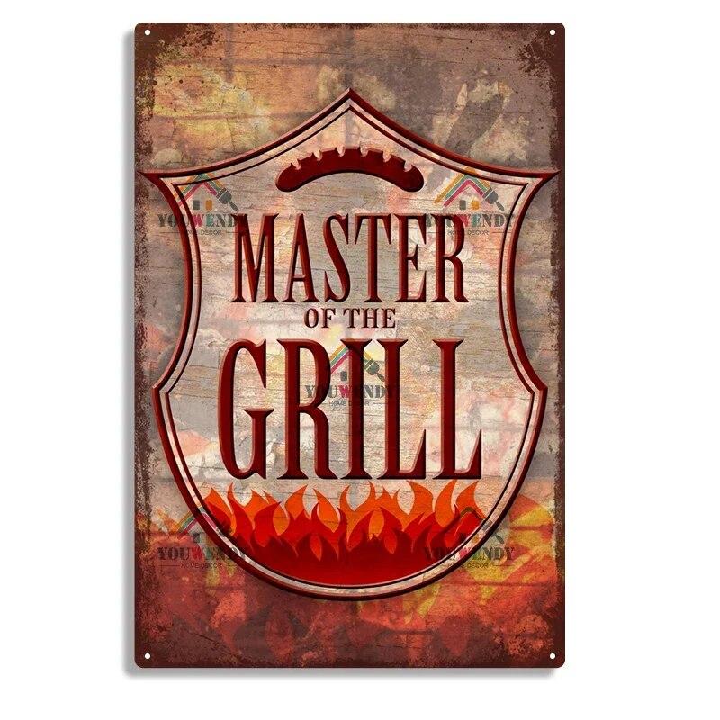 Hisun Tin Sign Retro DADS BBQ Metal Tin Signs Decorative Plaque Wall Decor for Barbecue Bar Pub Kitchen Party Zone Vintage Metal Plate