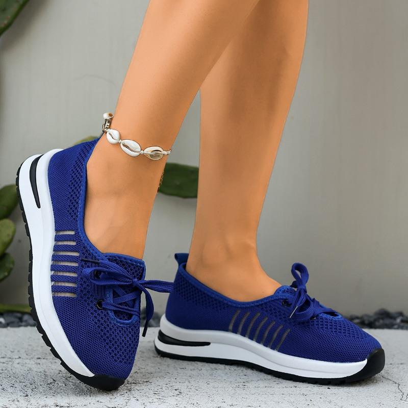 Fashion 2025 Womens Comfort Breathable Sneakers Plus Size Soft Thick Sole Non Slip Mesh Shoes Woman Summer Platform Lace Up Casual Shoes