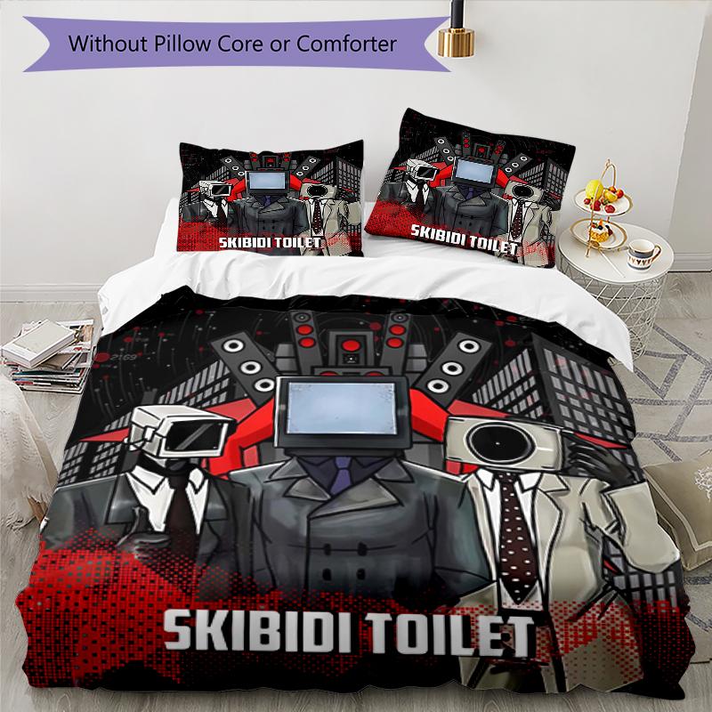 3pcs Skibidi Toilet Multiverse2 Design Cover Set - HD Printed Bedding with 1 Cover and 2 Pillowcases - Perfect for Home and Dorm Decor