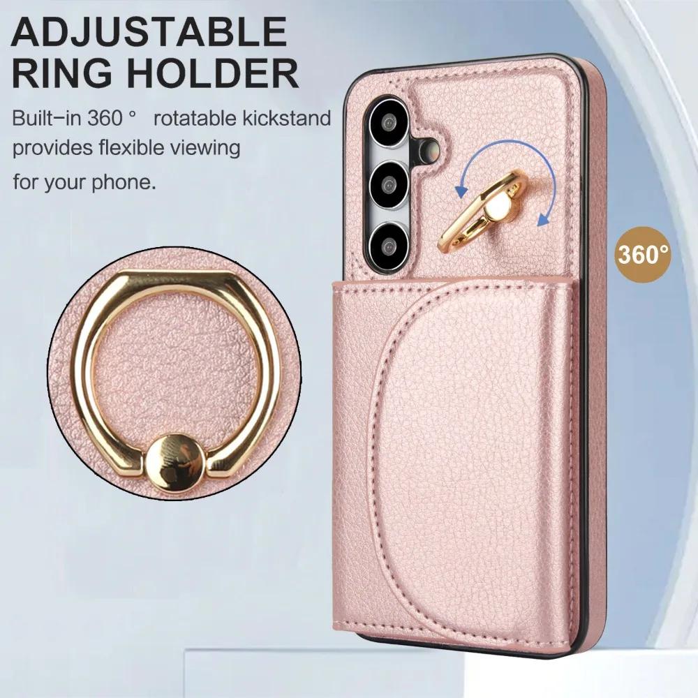 Ring Stand Card Wallet Case for Samsung Galaxy S21 S23 FE S22 S24 Ultra Plus A54 A53 A52S A52 A73 A72 A15 A14 A13 5G A71 A51 4G