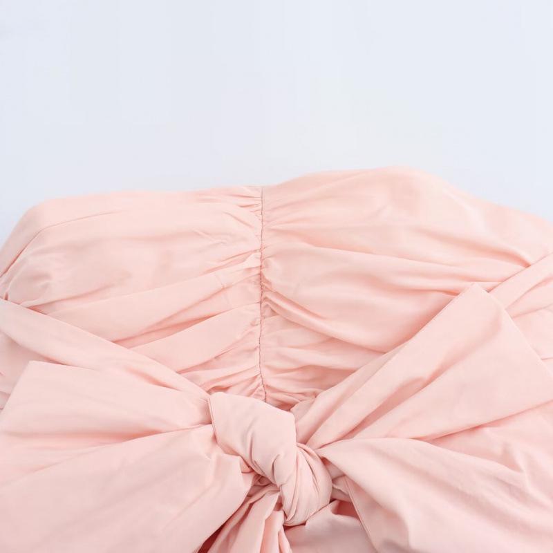 Summer Women's Street Fashion Bandeau Top with Bow Decoration