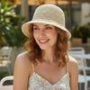 Cappello da Pescatore in Pizzo Portatile da Donna con Ampia Visiera Regolabile Cappello a Secchiello Anti UV per Vacanze all'Aperto