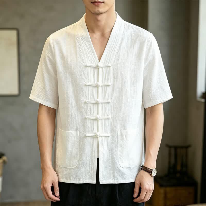 Men's New Chinese Style Cotton Linen Short Sleeve Shirt