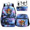 Riman Zaino con lucchetto USB ONE PIECE borsa a tracolla borsa da scuola per studenti astuccio set da tre pezzi uomo e donna