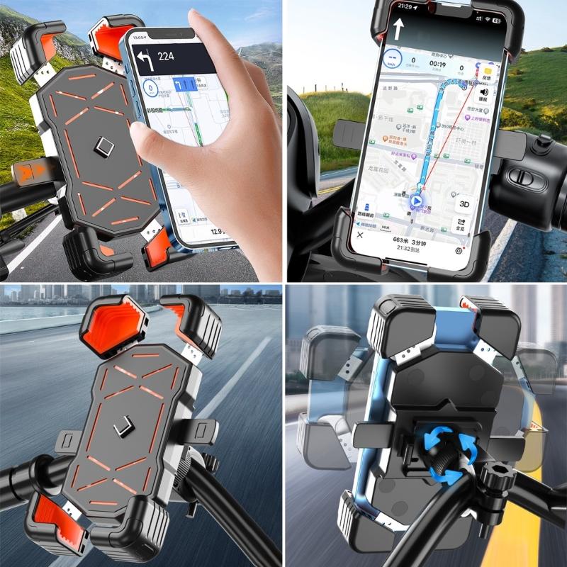 Bike Phone Mount Stand NonSlip Anti-Vibrations Universal Bike Handlebar Adjustable Phone Mount Clip Easily to Install