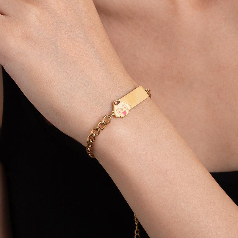 Stainless Steel Puppy Tag Bracelet: Stylish, Creative, and Versatile Light Luxury Jewelry