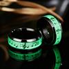Stainless Steel Ring, Glowing In Dark Luminous Rings, Music Stave Pattern Rings for Men Women, Fashion Wedding Bands Jewelry
