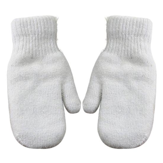 1 Pair Women Mittens Double-layers Cute Stretchy Soft Thickened Cold Resistant Solid Color Autumn Winter Girls Gloves for Riding
