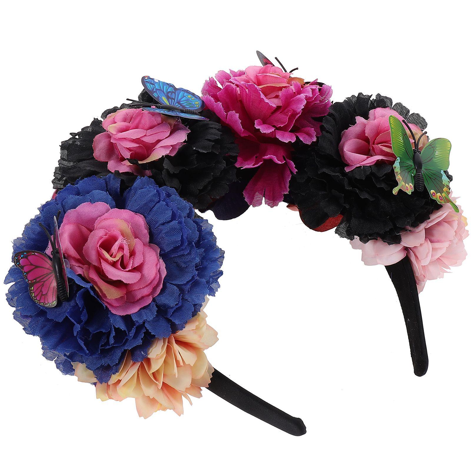Day of the Dead headband Flower Mexican Flower Headband Hawaiian BOHO Flowers Headpiece Catrina Day of the Dead headpiece фиолетовый