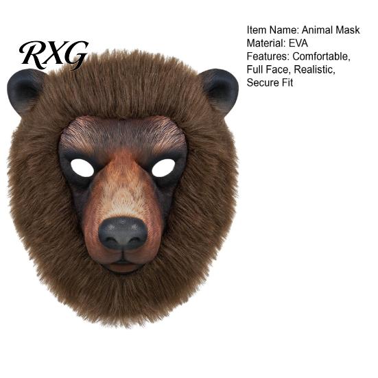 Disfraz de Animal de Atmósfera Completa Máscara Realista, Cara de Oso Pardo Oveja Textura de Pelo Máscara Cosplay para Fiesta de Halloween Accesorios Cabeza Cómoda