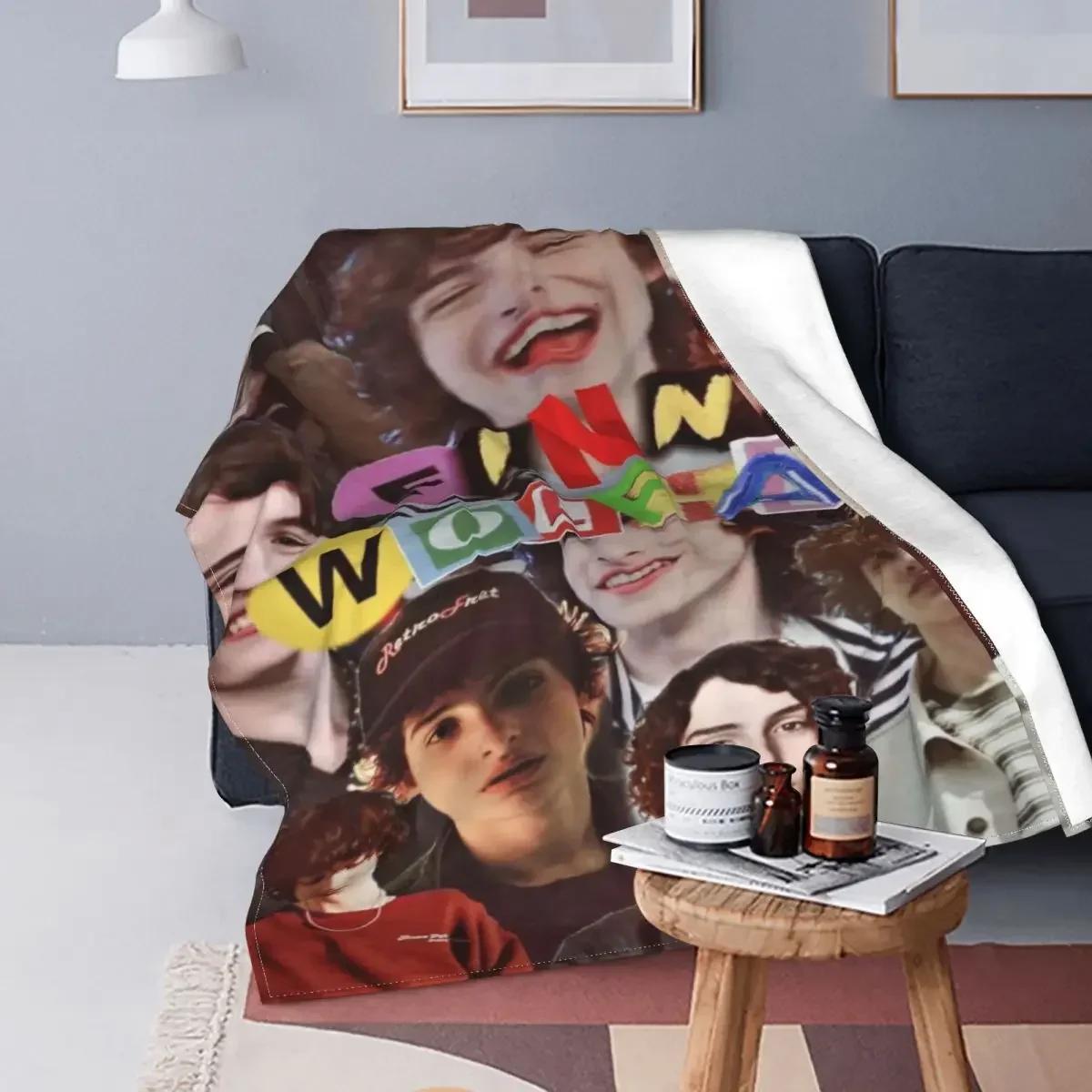 Collage Finn Wolfhard Blanket Flannel Spring Autumn Actor Breathable Soft Throw Blanket for Bedding Bedroom Bedspread 75X95CM