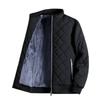 2024 Winter Men's Solid Color Quilted Stand Collar Cotton Jacket with Velvet Lining
