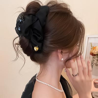 Gentle Large Hair Claw For Women Trendy Elegant Pleated Mesh Shark Gripper Korean Style Sweety Hair Clips Girls Hair Accessories