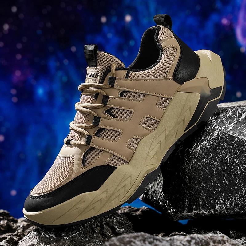 

Модные и удобные сетчатые туфли 2024 года, осень, новая мужская спортивная обувь с толстой подошвой, дышащие противоскользящие баскетбольные кроссовки 39 бежевый