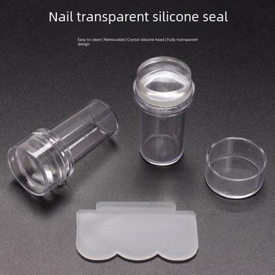 Timbro per unghie in silicone trasparente con testina di stampa da 2,4 cm per design fai da te