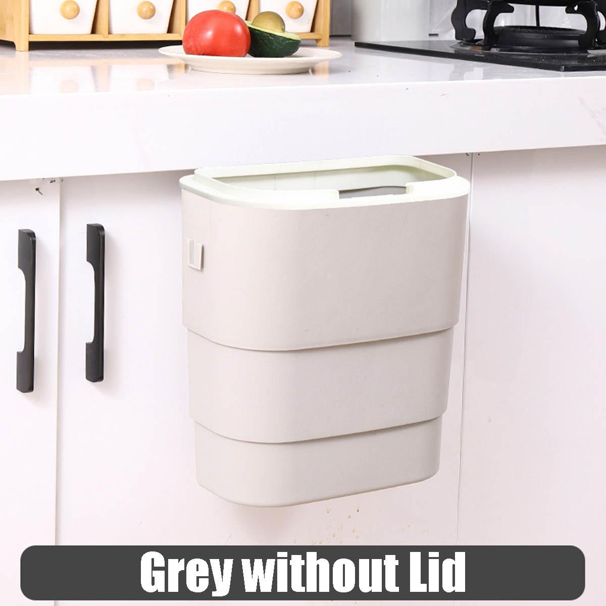 

Настінний кухонний відро для сміття 9 л/2,4 галона з кришкою Складний відро для сміття Двері шафи Підвісне відро для компосту для кухні Ванна кімната A сірий