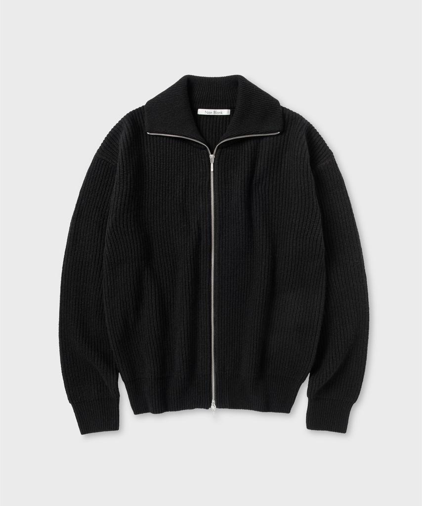 NONBLANK Loose Fit Zip-Up Collar Knit_Black