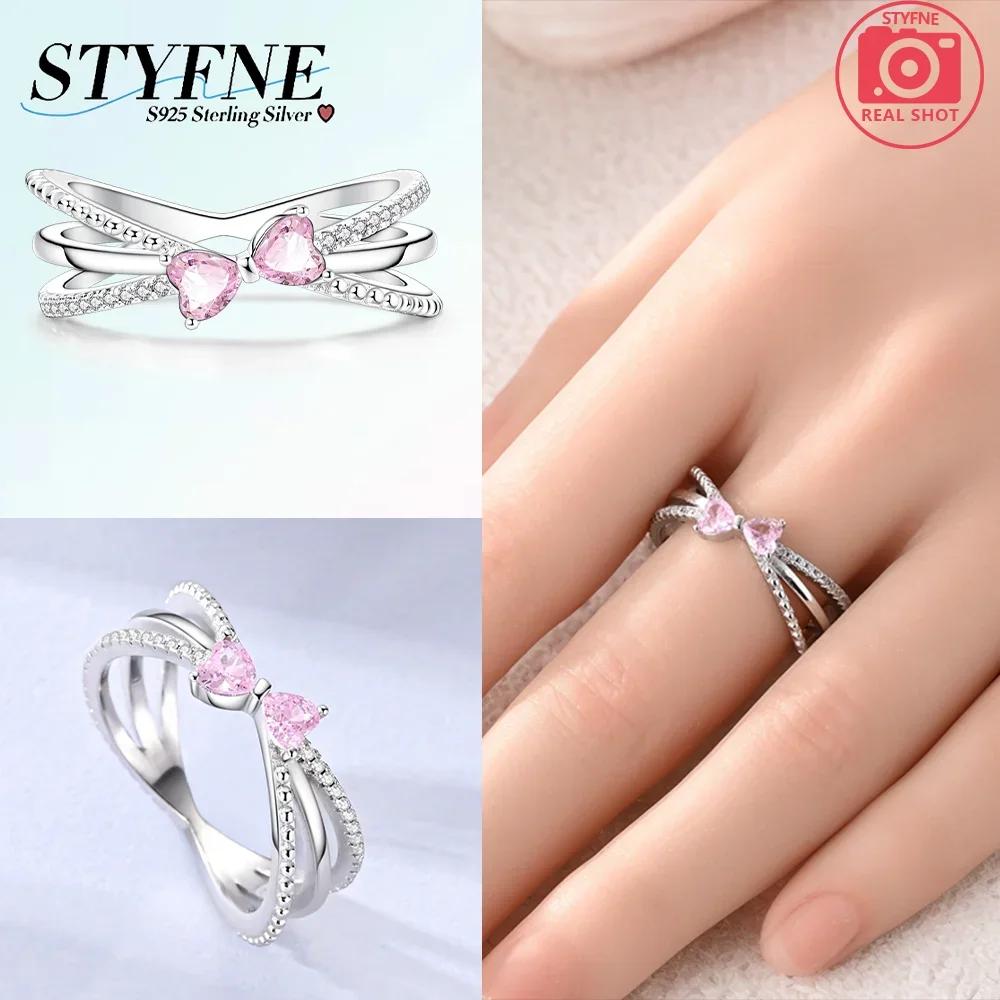copper Rings Pink Bow Heart Love Ring Star Shape Moon Ring for Women Girl Engagement Weddling Party Jewellery Anniversary