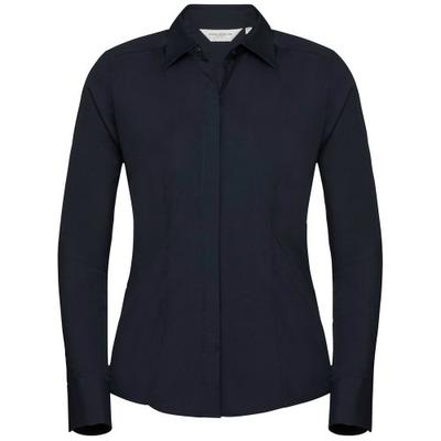 Womens/Ladies Poplin Fitted Long-Sleeved Formal Shirt