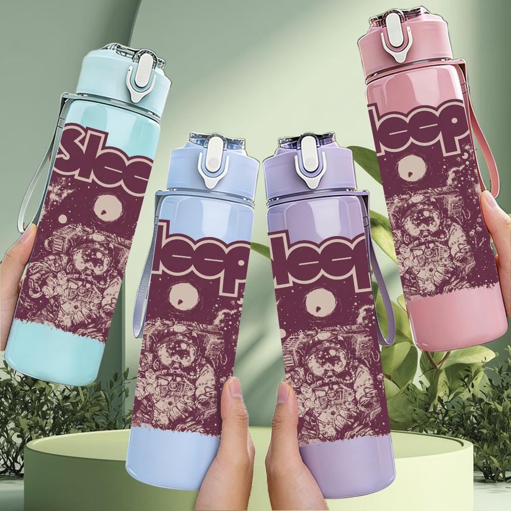 1PC Dark Maroon Vintage Floral Swirl Print 750ml Portable Sports Water Bottle Leakproof Gym Outdoor Travel Drink Cup
