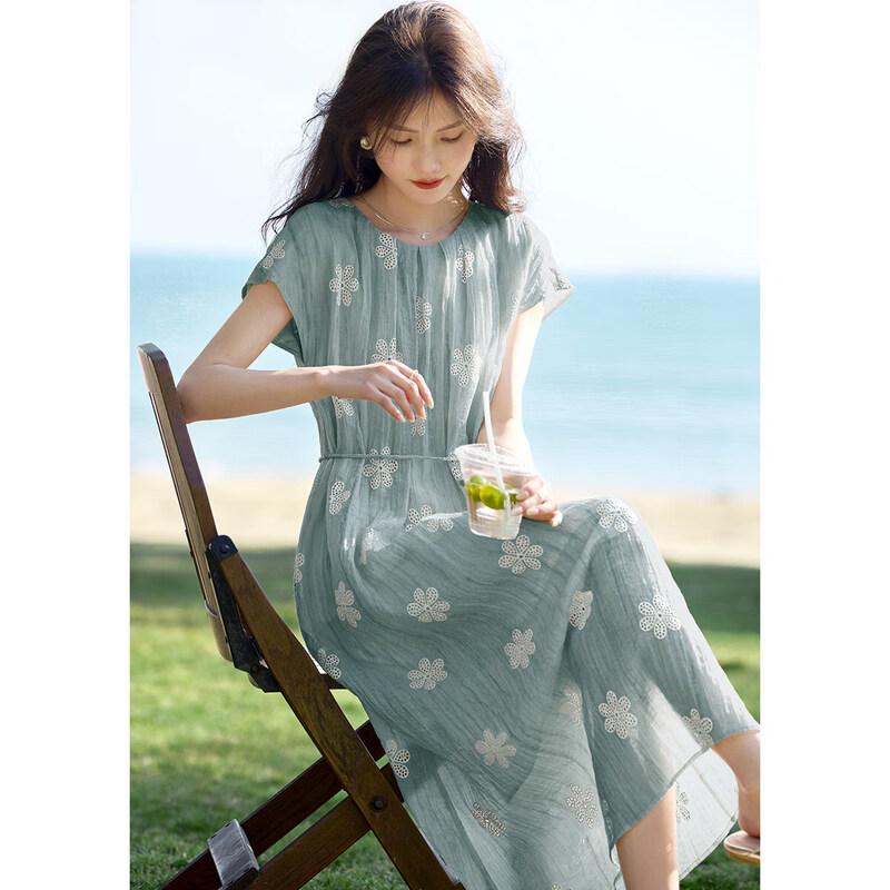 XWI Lyocell Tencel Embroidered A-line Dress