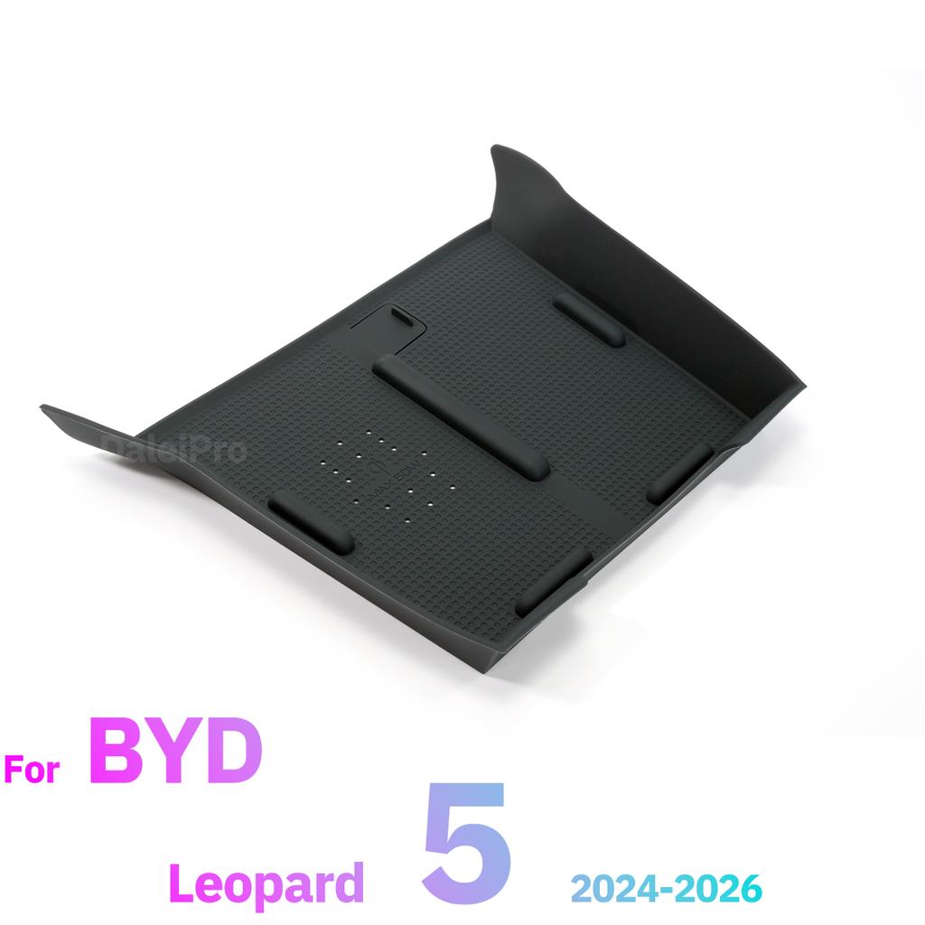 For BYD Leopard 5 2024-2026 Car Infotainment Display Rear Storage Box Center Console Lower Storage Box Charger Panel Protective