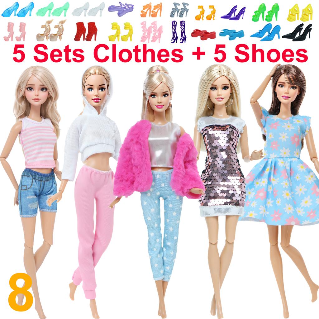 10 Stück/Set Mode-Outfits Ba Puppe Bie Hemd Hose Kleid Schuhe 11,5 Zoll Puppenkleidung Puppenhaus 11,8" 30cm 1/6 Puppenzubehör