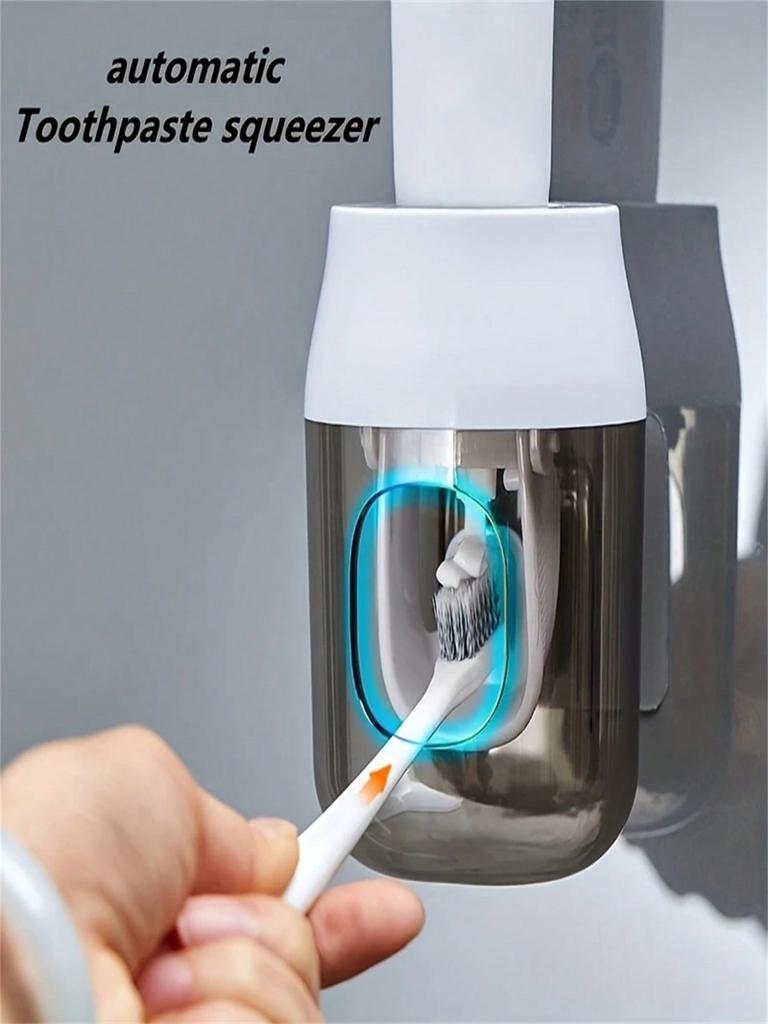 2Pcs Use This Automatic Hands-Free Toothpaste Dispenser and Wall-Mounted Bracket to Upgrade Your Bathroom